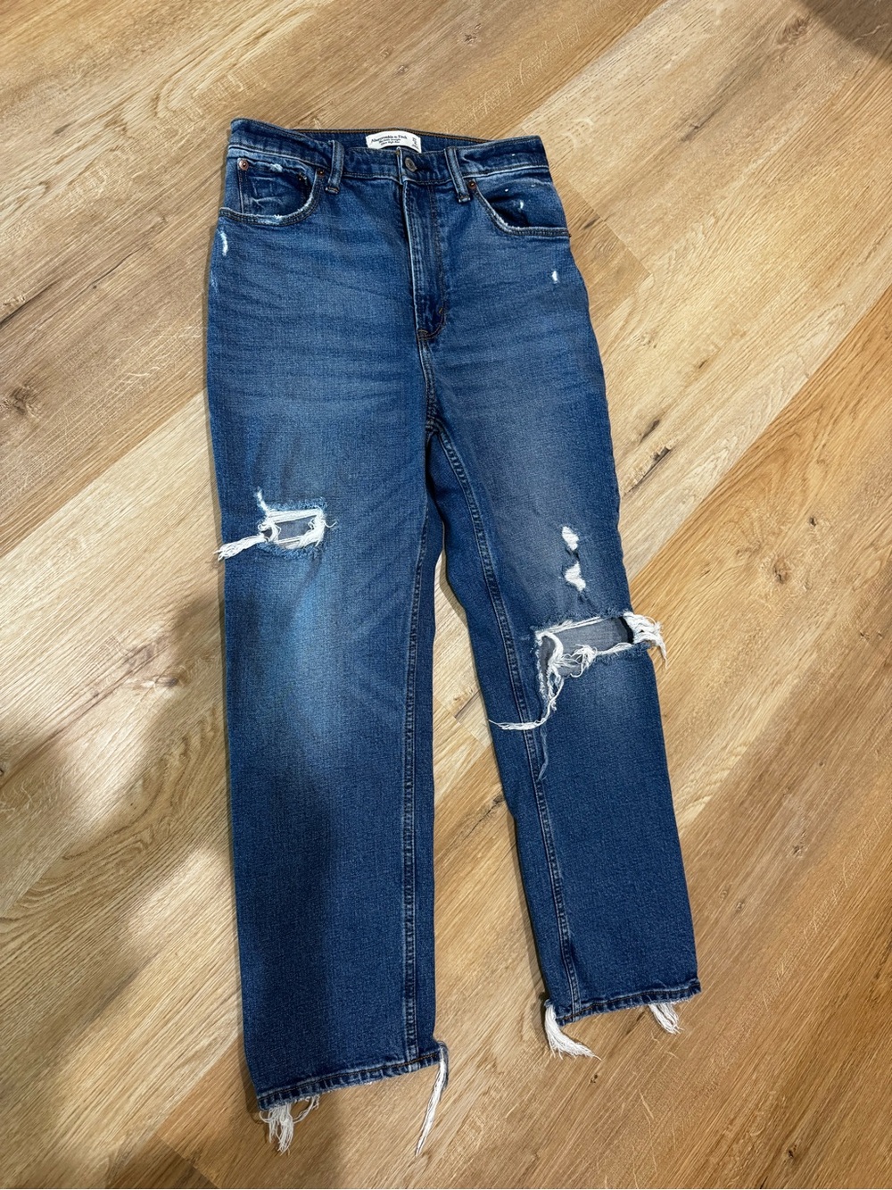Abercrombie & Fitch Distressed Boyfriend Jeans - Blue